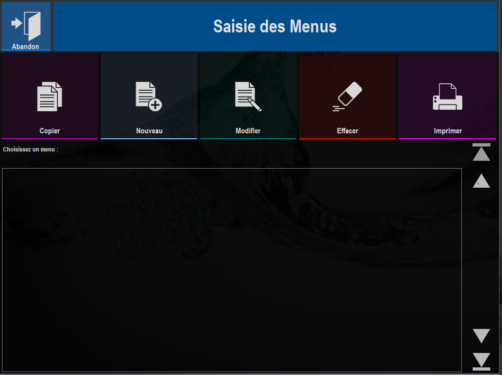 Saisie des menus