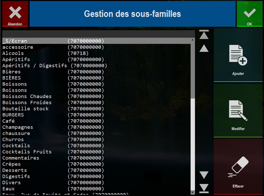 Gestion des sous familles