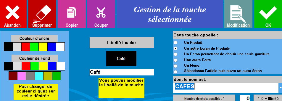 Gestion de la touche
