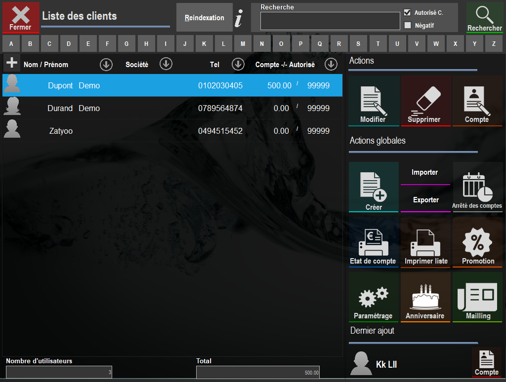 page d'accueil compte client Zatyoo