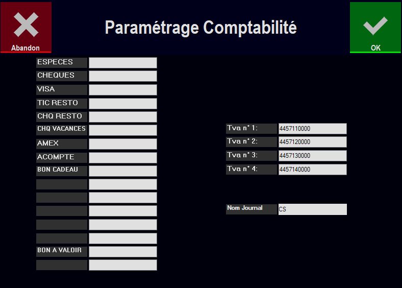 Paramétrage comptabilité