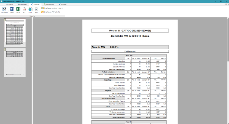 Journal des TVA sous format A4