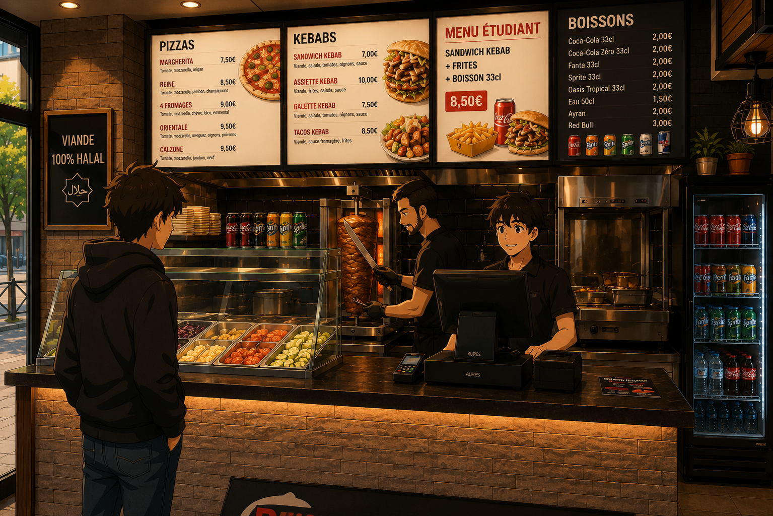 Snack équipé avec la caisse Zatyoo