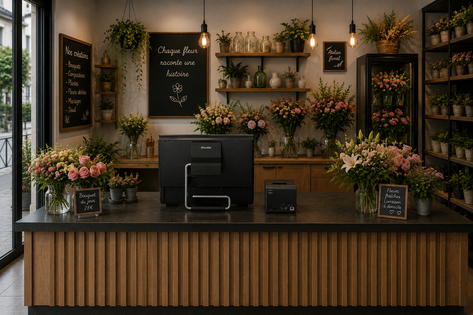 Boutique de fleurs équipée avec la caisse Zatyoo